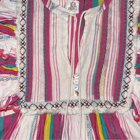 Anthropologie dRA boho embroidered ruffle sleeve striped cotton top Women’s M - Picture 5 of 12